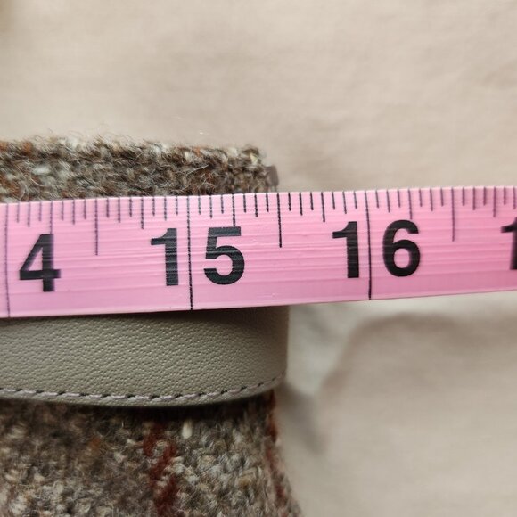 Vintage Wool A-line Skirt Tweed Plaid w Belt, Kick Pleats, Side Zip, Fully Lined - Picture 7 of 8